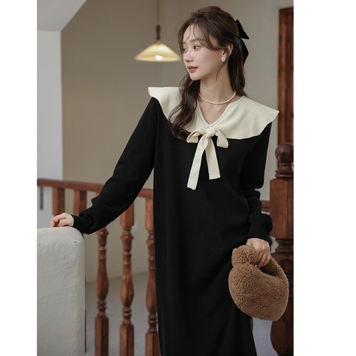 清!【80-160斤】孕妇哺乳连衣裙时尚洋气大码秋冬季毛衣裙子显瘦