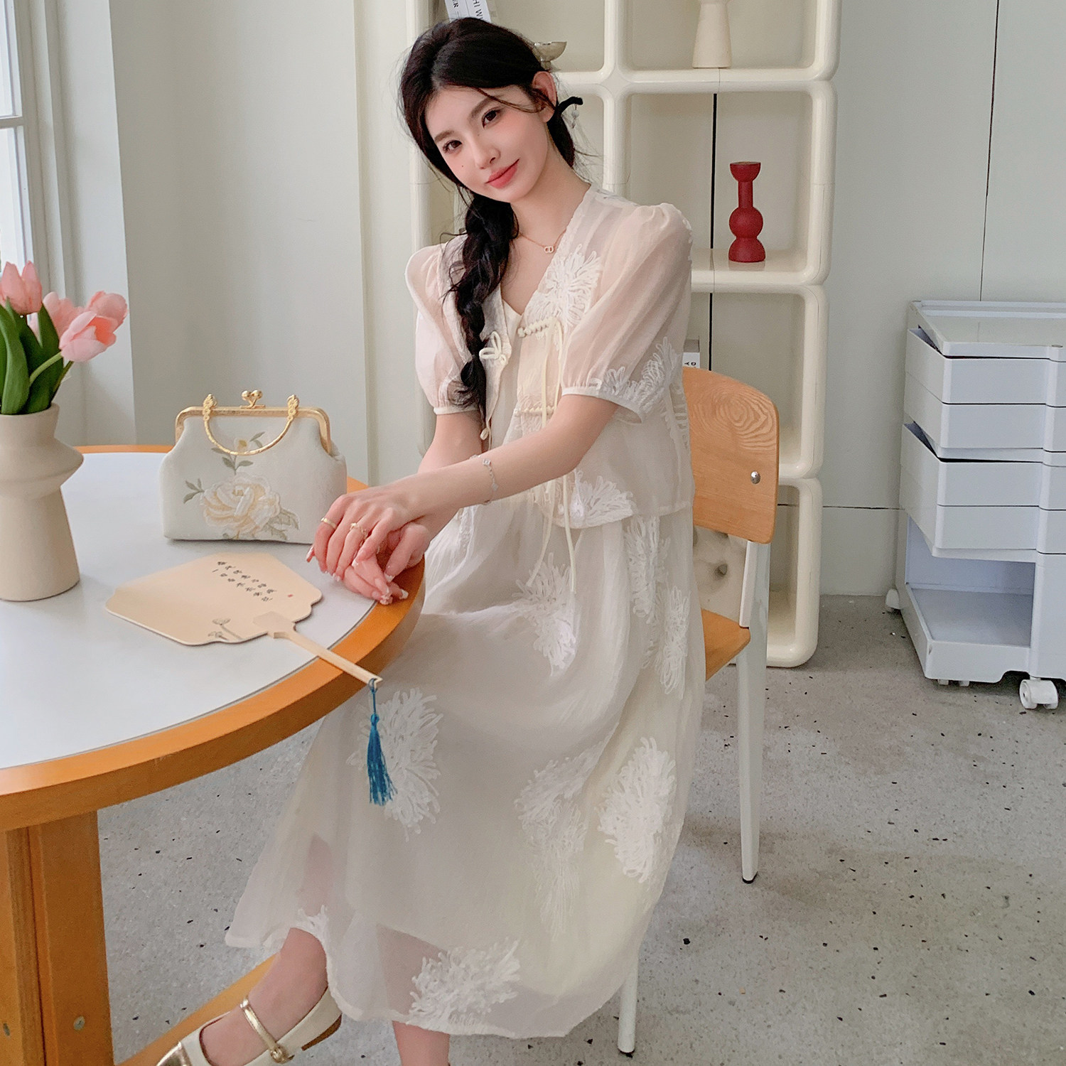 [임산부와 수유용 더블웨어] 세로개방 80 160파운드·임산부복 패셔너블한 여름 외출용 수유원피스