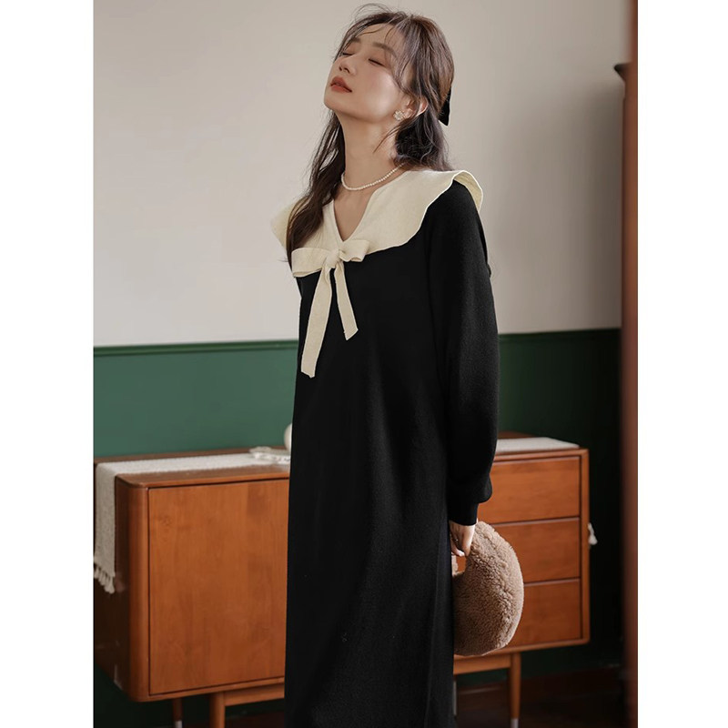 [임산부와 수유를 위한 더블웨어] · 세로 슬릿 80-160 진 초가을 임산부복 수유 및 수유 원피스