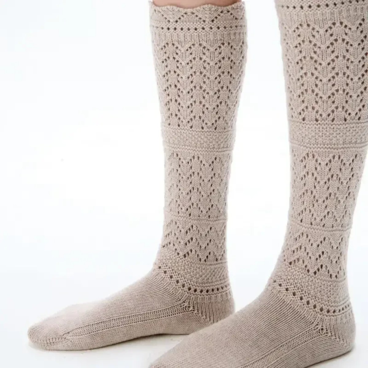 山羊绒绵羊毛镂空袜套小腿推推袜