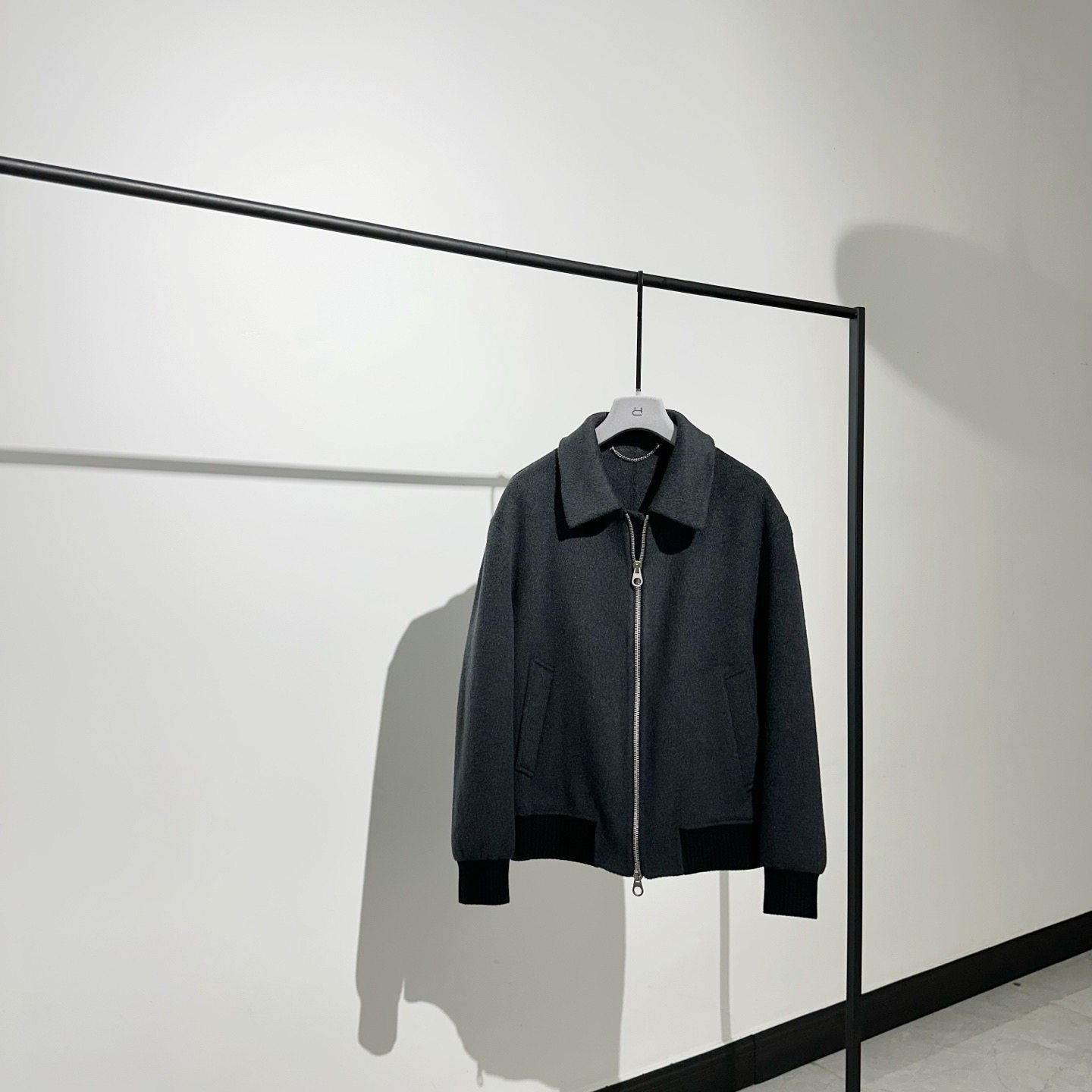 翻领双面呢羊毛羊绒夹克外套男