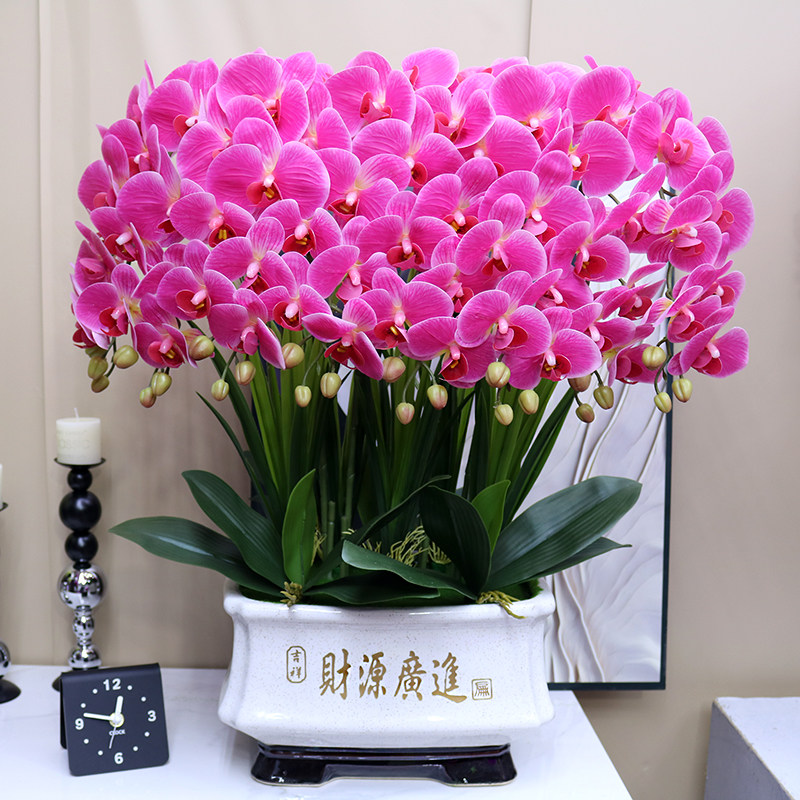 高档仿真花特大号保湿手感蝴蝶兰客厅茶几装饰电视柜玄关假花摆设