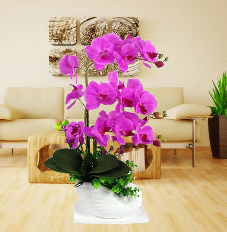 仿真蝴蝶兰花套装家居客厅绿植盆栽电视柜假花办公室装饰茶几摆件