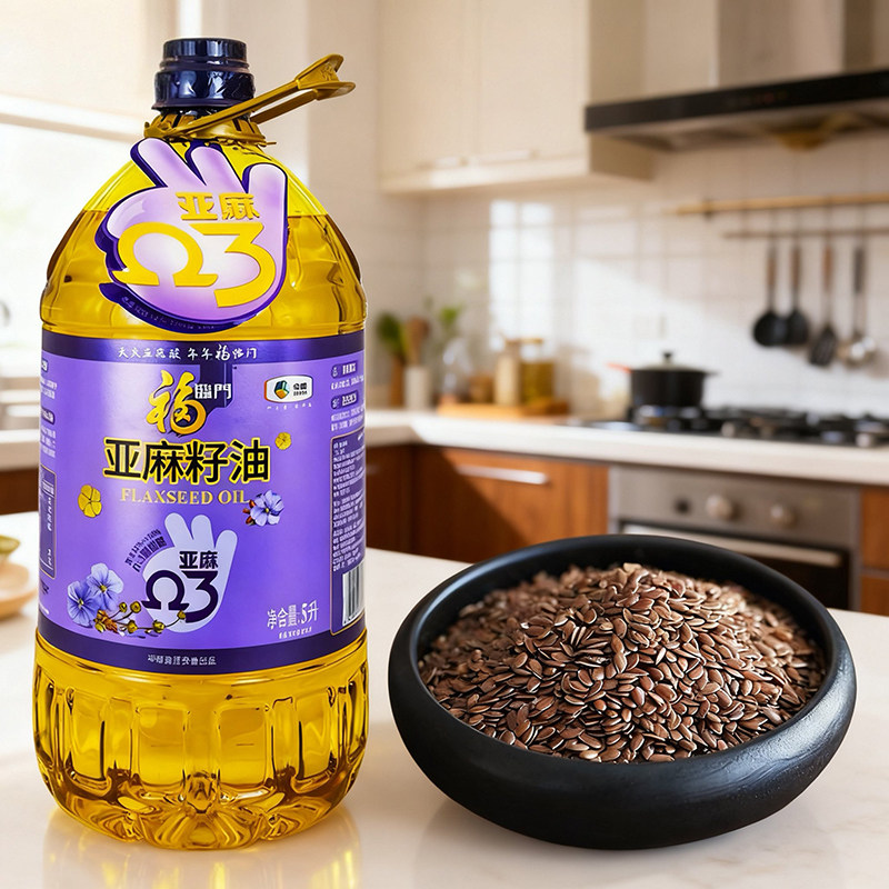 5L中粮福临门一级亚麻籽油低温物理压榨冷榨家用煎炸烹饪凉拌沙拉,粮油调味/速食/干货/烘焙,亚麻籽油,淘宝优惠券,粉丝福利购,淘宝优惠卷