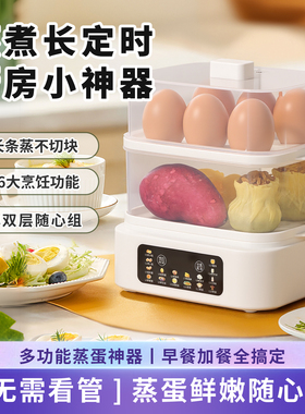 电蒸锅2026大容量蒸蛋器双层定时家用自动断电早餐机蒸蛋器煮蛋器