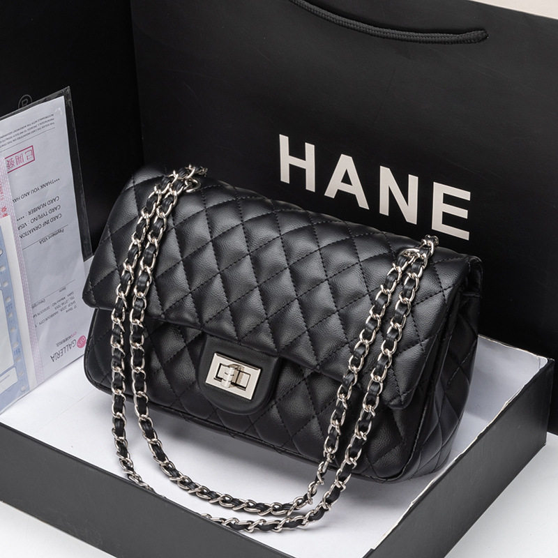 羊皮小香风CF包包真皮女包质感单肩斜挎包菱格链条包包时尚腋下包