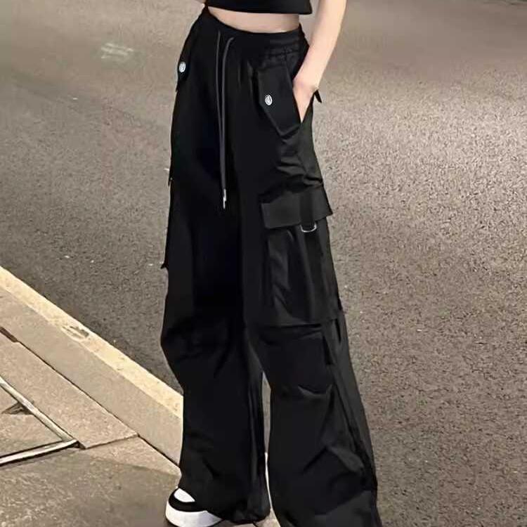 黑色工装登山裤阔腿运动裤女