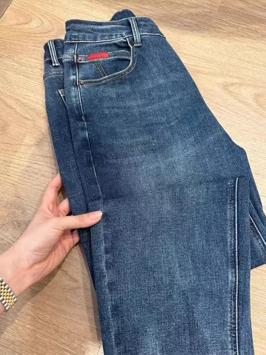 SPRING AND AUTUMN KOREAN VERSION OF HIGH-WAISTED STRETCH JEANS CROPPED PANTS WOMENS 2024 NEW VERSATILE SLIM SLIM PENCIL PANTS