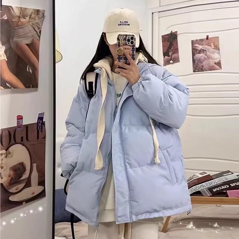 假两件小个子中长款羽绒棉服女冬季中学生韩版甜系奶呼呼外套韩系