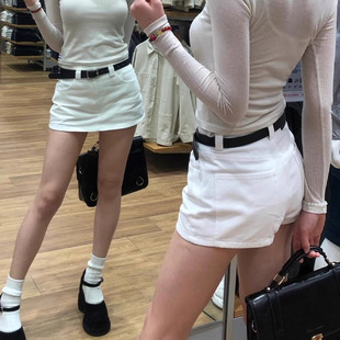 大码 新款 胖MM高腰显瘦百搭a字包臀短裙子 女夏季 白色牛仔半身裙裤