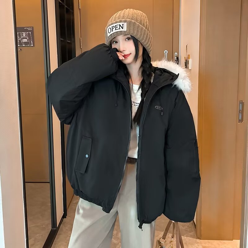 大毛领派克羽绒棉服女2026新款冬季保暖加厚超好看工装棉袄外套
