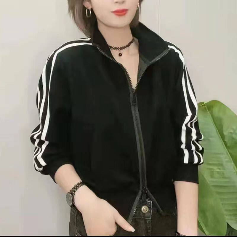 双拉链短外套女2025春秋新款休闲韩版时尚宽松显瘦立领上衣棒球服
