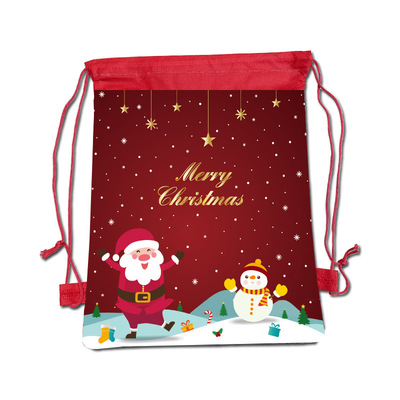 圣诞节礼物包装袋收纳折叠礼品袋大容量无纺布束口背包幼儿园学生
