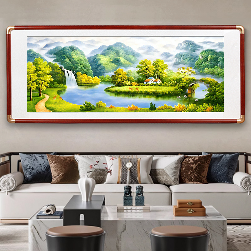 新中式国画客厅挂画沙发背景墙