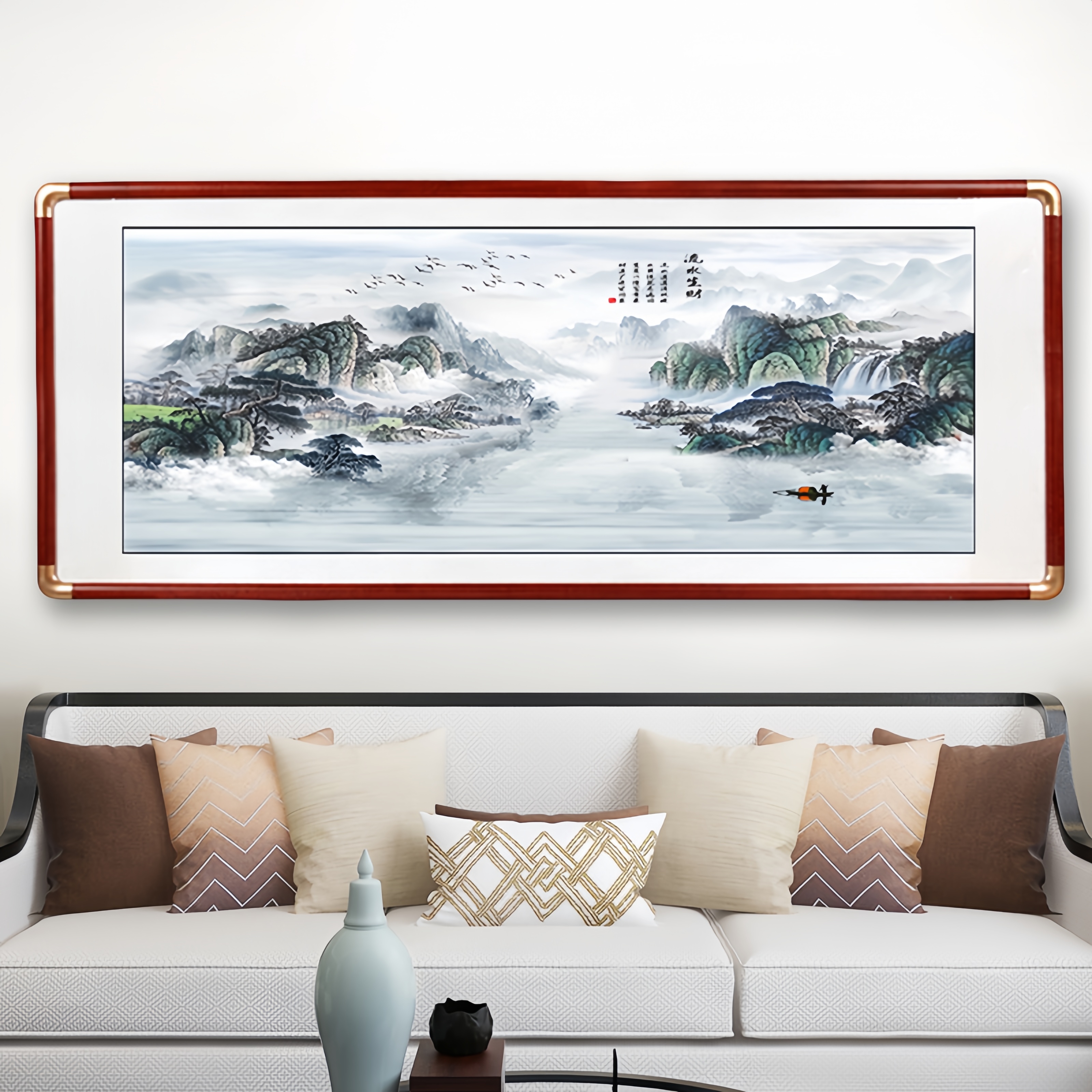 茶室客厅挂画山水画办公室字画