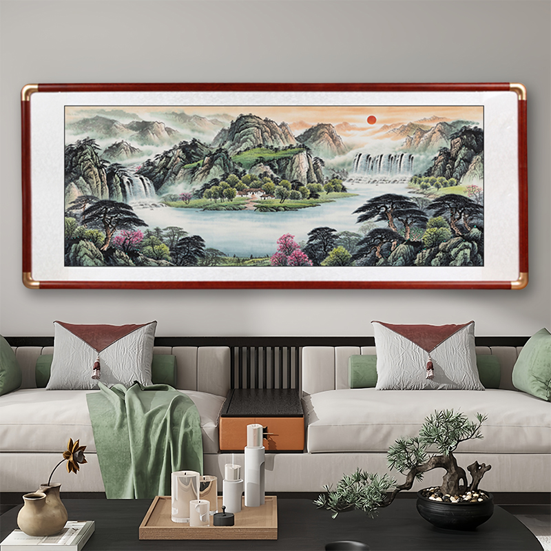 旭日东升单幅新款聚财宣纸国画