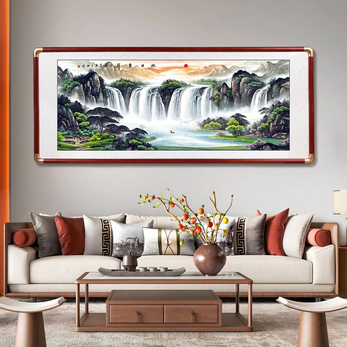 客厅挂画新款国画山水画聚宝盆