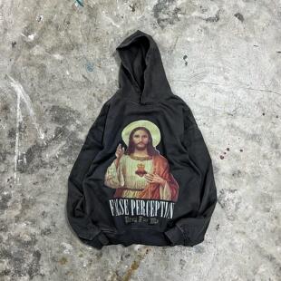 False Perception 和平鸽连帽卫衣 水洗磨损破坏黑色