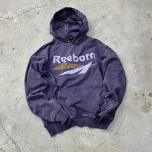 False Perception Reeborn弹幕标语水洗连帽卫衣紫色