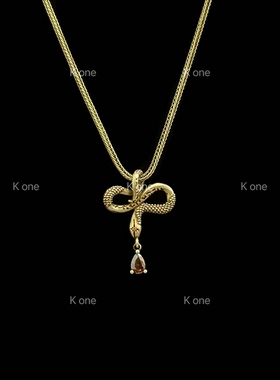 K one大英系列独白北纬三十度生肖蛇复古做旧灵蛇吊坠蛇骨链