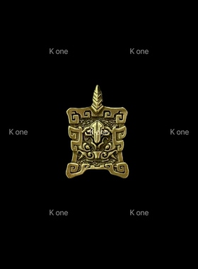 K one黑金挂坠男女款百搭古金饕餮纳福吊坠天使电黑做旧复古项链