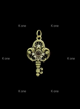 K one复古潮牌黑金吊坠小魔法钥匙挂坠男女款个性百搭套链