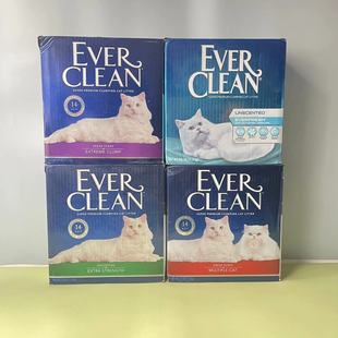 进口Ever 25磅 Clean铂钻猫砂强效结团膨润土 速凝抗菌持久抗臭6L