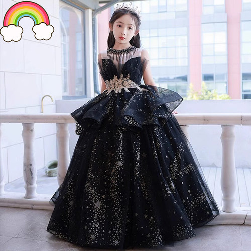 高端儿童礼服公主裙黑色女童