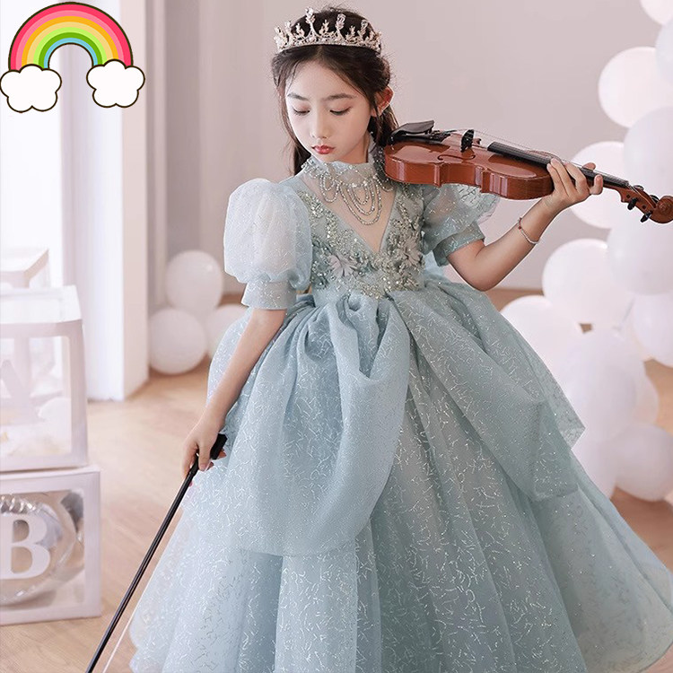 高端女童礼服主持人轻奢小众钢琴大童演讲朗读唱歌比赛儿童公主裙