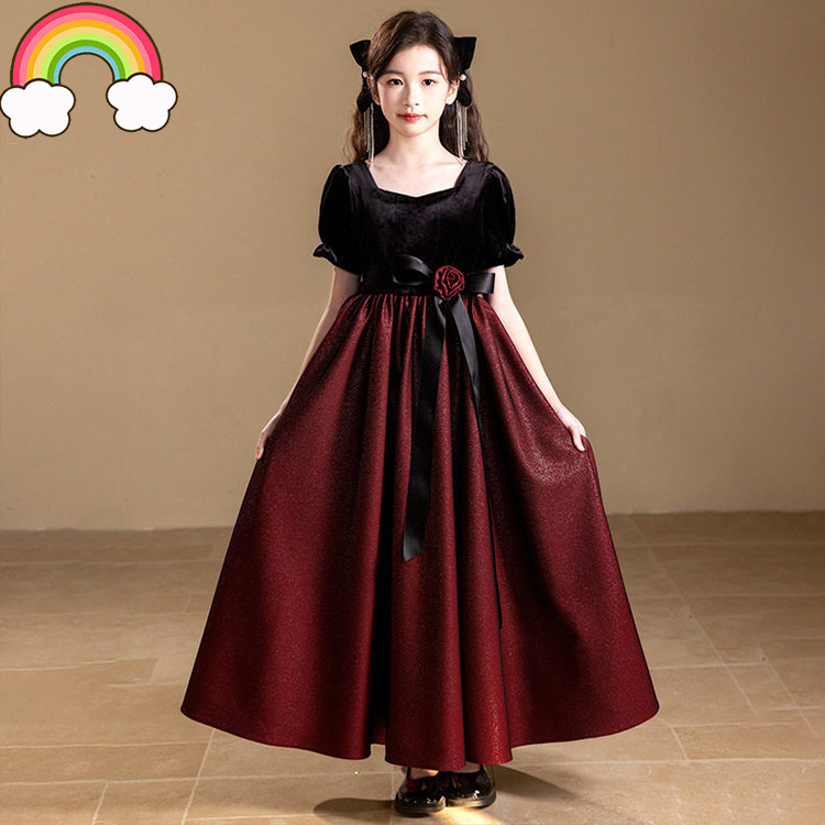 高端儿童礼服2026新简约法式复古蓬蓬纱公主裙女童钢琴演奏演出服