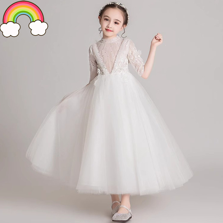 高端儿童礼服轻奢无袖演讲比赛唱歌花童女孩生日主持人钢琴小众