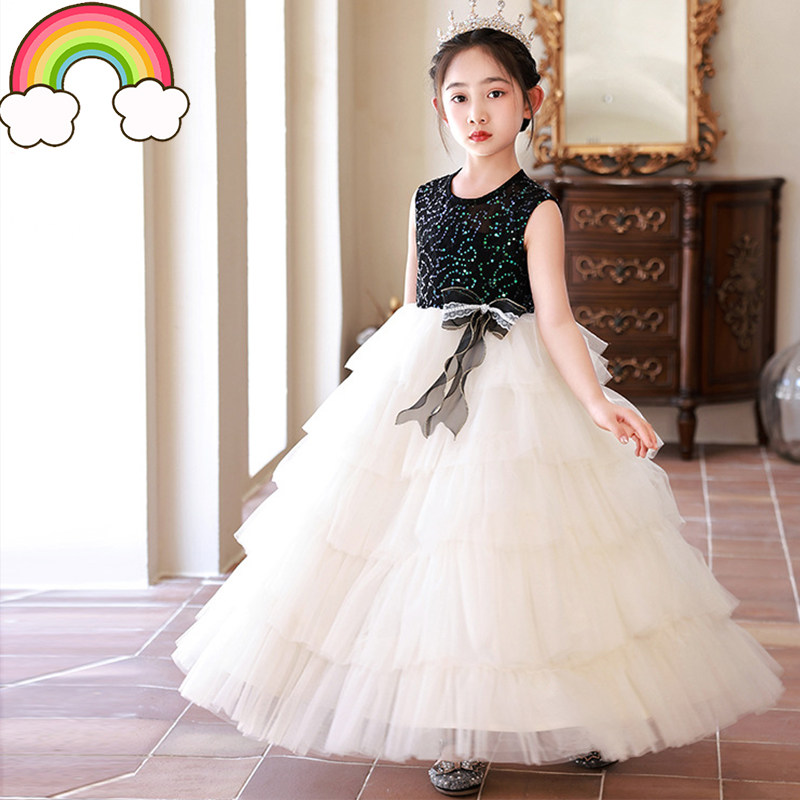 高端女童晚礼服公主裙儿童唱歌礼服女孩主持人钢琴原创演出服大童