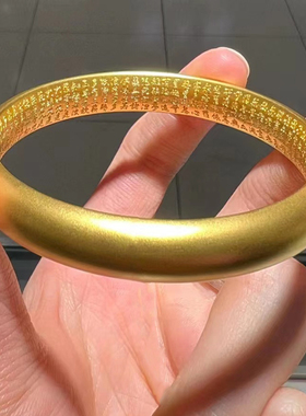 古法沙金手镯仿真黄金实心手镯女