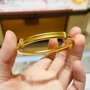 镀南非锡金古法传承推拉手镯女实心越南沙金仿真素圈手镯首饰礼物