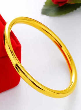 金店同款越南沙金仿黄金素圈金手镯手环镀金首饰结婚假三金