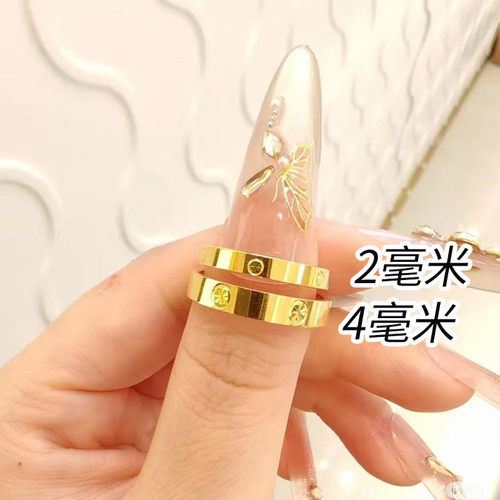 金店同款卡家素圈戒指车花光面仿真闭口硬金戒子男女情侣对戒指环