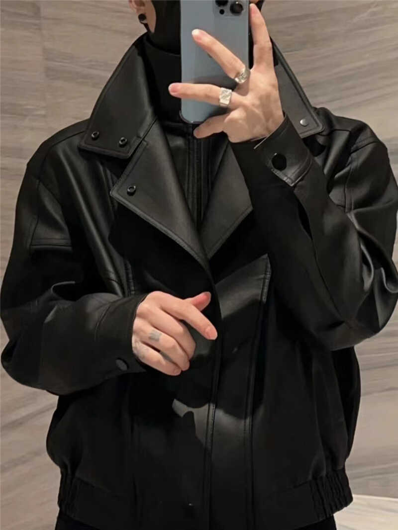 大翻领短款外套男士潮高级感