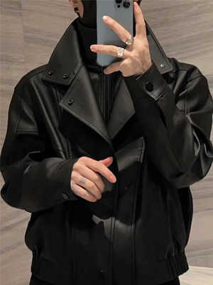 大翻领短款外套男士潮高级感