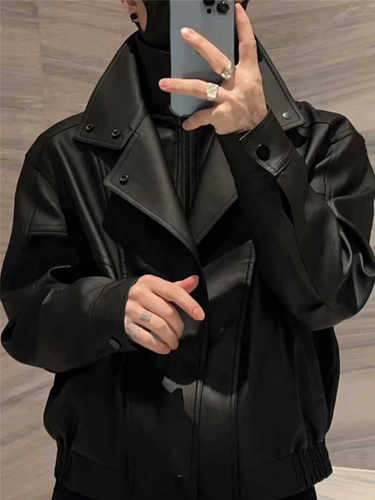 大翻领短款外套男士潮高级感