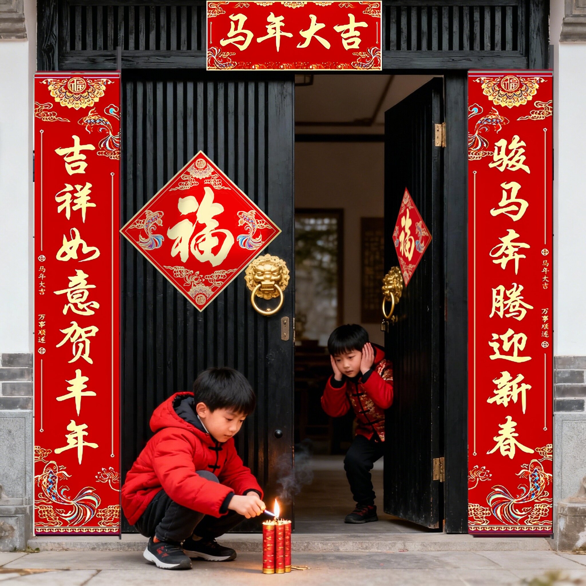 2026年马年春联对联农村大门装饰福字门贴新年春节门联新款过年,节庆用品/礼品,对联,淘宝优惠券,粉丝福利购,淘宝优惠卷