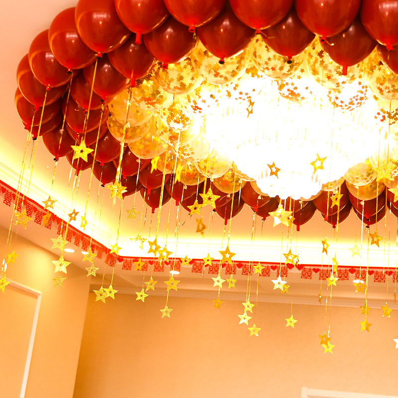 婚房装饰气球婚礼吸顶娘家女方结婚布置吊顶出嫁专用屋顶房顶套装