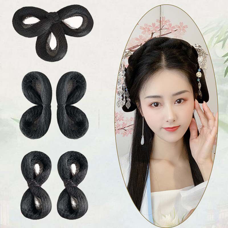 汉服假发包三环发髻全发丝软发环蝴蝶发包古装假发包后压造型