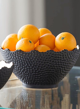 欧式风黑色陶瓷碗客厅茶几装饰品