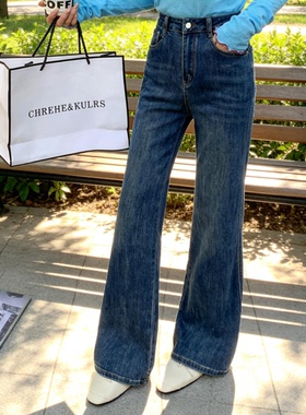 2026春夏微喇叭裤女复古蓝不贴腿高腰显瘦通勤神裤牛仔裤