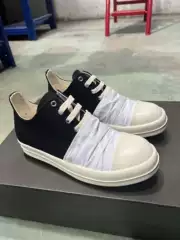 RO Low-Top Shoes for Men, Dark High-Street Milk Scent Double-Line Pleated Mask Canvas, Comfortable Thick Sole, Large Size, Trendy Skate Shoes for Women