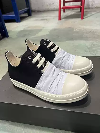 RO Low-Top Shoes for Men, Dark High-Street Milk Scent Double-Line Pleated Mask Canvas, Comfortable Thick Sole, Large Size, Trendy Skate Shoes for Women