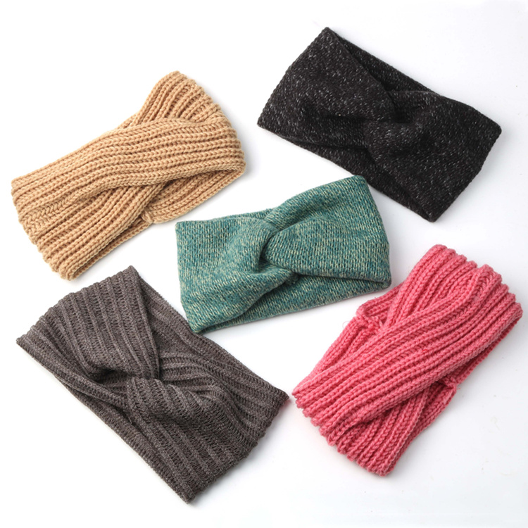 宽边毛线交叉防风头箍发带