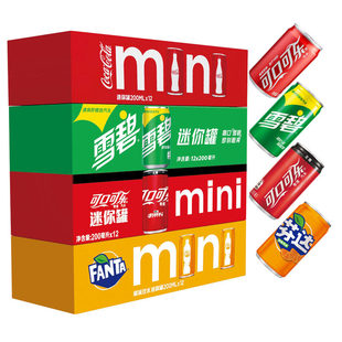 可口可乐mini迷你罐饮料汽水200mL*12罐整箱零度无糖可乐芬达雪碧
