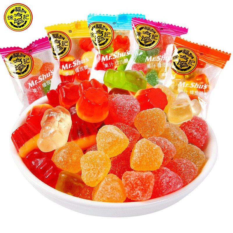 徐福记糖果橡皮糖500g混合口味果汁软糖qq喜糖婚庆散装零食