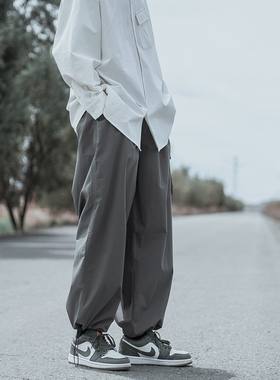 E禾子秋季韩版休闲裤宽松男士收脚裤港风chic学生情侣灯笼裤子